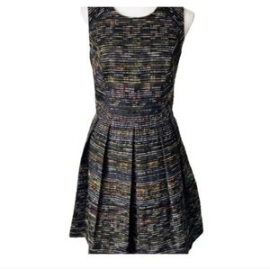 Shoshanna Monique Tweed Fit and Flare Cocktail Dress Black w Metallic Tweed 2